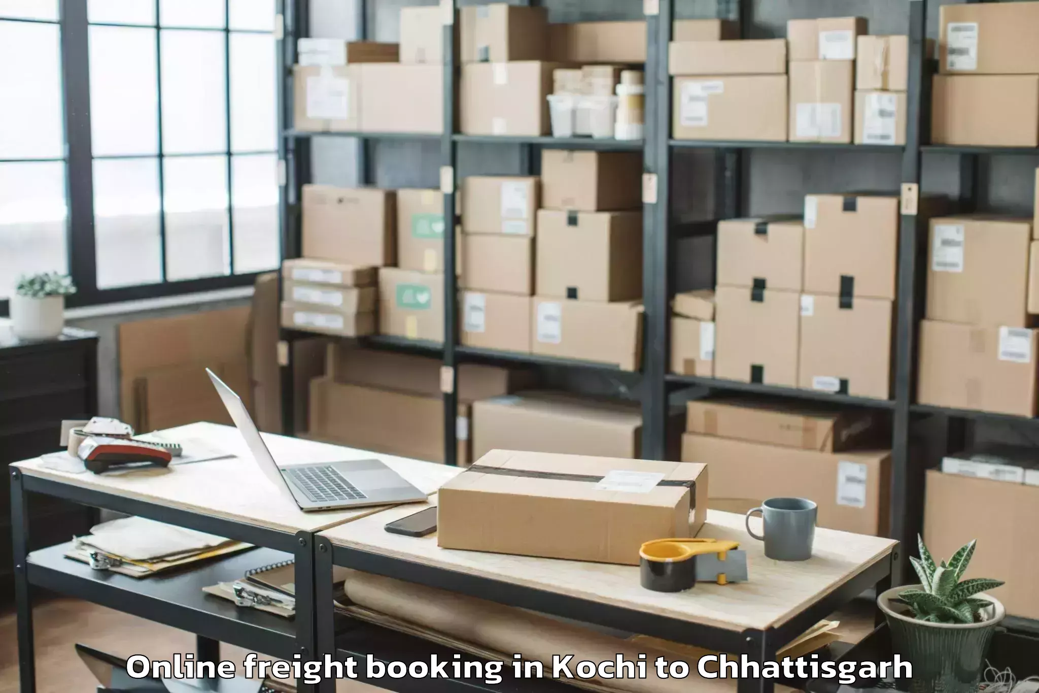 Reliable Kochi to Pithora Online Freight Booking